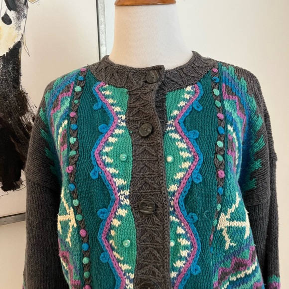 Vintage Segrets Sun Prints Button Front Cardigan Size Small - Picture 3 of 9